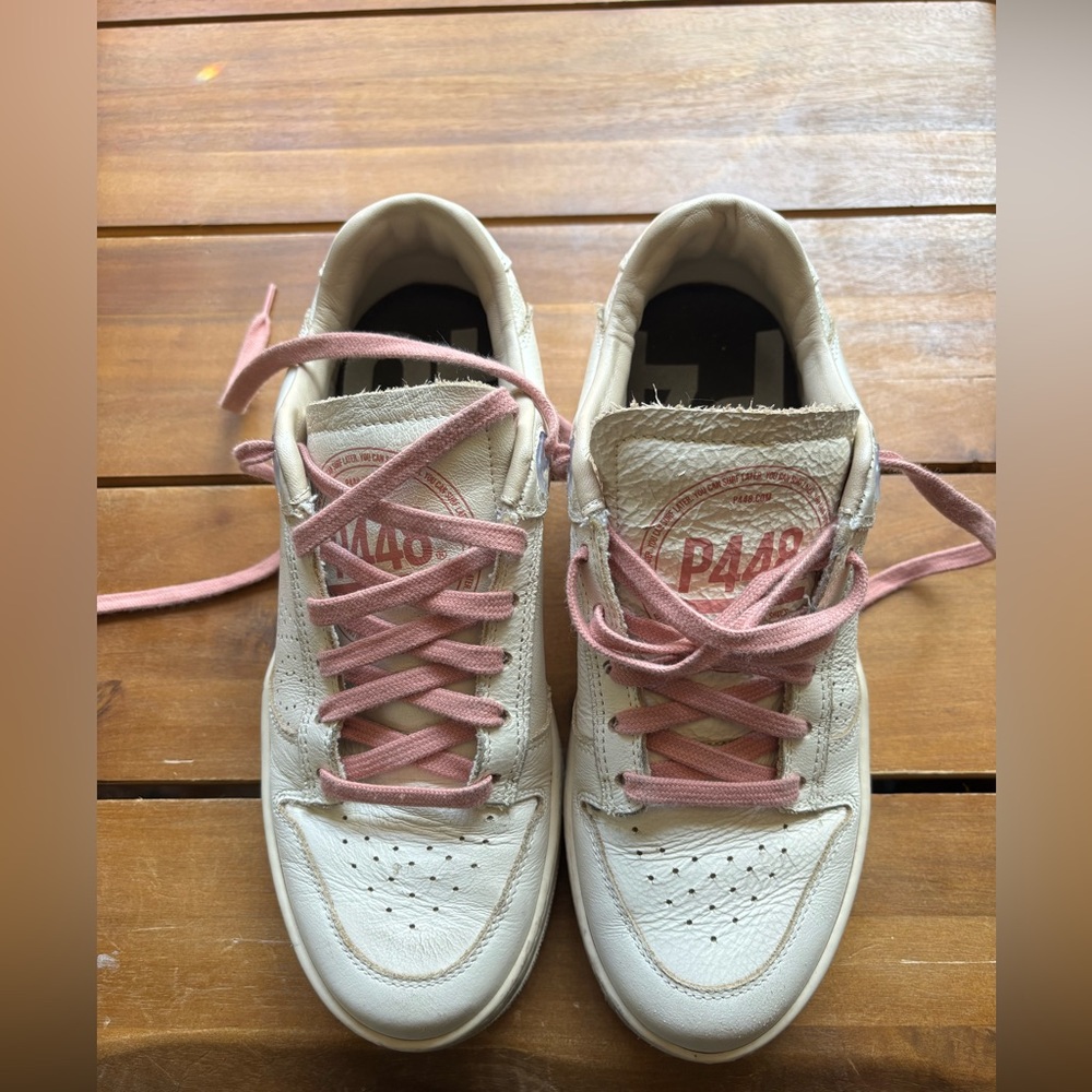 P448 Mason Women's Sneakers Cream and Pink Laces Size EU 38